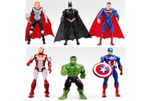 GENERIC Clear Glam 6pcs Superhero Iron Man Hulk Captain America Superman Batman Action Figures Gift Children's Toys