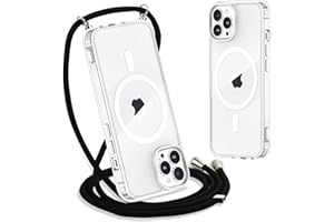 Yoedge Handyband für iPhone 16 Pro Max Hülle mit Band 6,9",Transparente Magnetisch Handyhülle [Kompatibel mit Magsafe], Schlank Dünn Silikon TPU Stoßfest Schutzhülle mit Kordel zum Umhängen, Schwarz