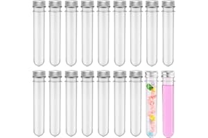AMACOAM Amaoma Provette Plastica con Tappo Provette Bomboniere Portaconfetti Contenitori di Perline Trasparente 40 ml per Esperimenti Scientifici Decorazione Domestica Caramelle di Stoccaggio 18 Pezzi
