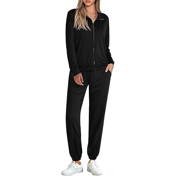 Demegimi Trainingspak voor dames, 2-delige loungeset met ritssluiting, jas en joggingbroek, zacht volledig trainingspak voor dames, loungewear voor vrijetijdskleding of workout, Groen, S