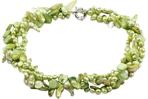 TREASURE BAY múltiples diseño clásico - hebras verde lima perlas de agua dulce y el collar trenzado concha verde - presentado en una caja de regalo de joyería hermosa