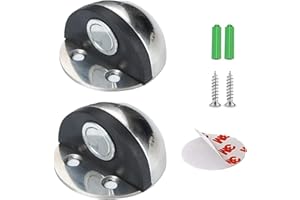 BIGCHEER Butée de Porte Magnétique, Butoir de porte en acier inoxydable,Arrêt de Porte,Adhesive Avec Vis de Montage et 3M Colles,peut amortir les portes murales contre les dommages (2 pièces)