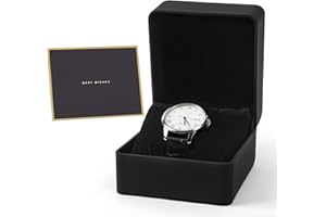 Augshy Premium PU Watch Storage Box With Pillow - Single Watch Gift Box for Valentine's Day - Unisex Jewelry Bracelet Storage (Black)