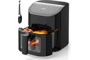 EUARY Freidora Sin Aceite 4.5L,1700W Freidora de Aire Caliente con 10 Programas,AirFryer con 32 Recetas en Español y 8 Programas, Pantalla LED Táctil,Precalentar