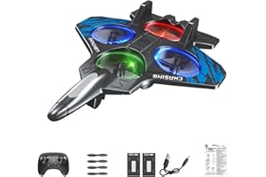 Colcolo Foam Remote Control Airplane Fighter Jet Toys Gifts for Boys Lightweight 360° Flip Waterproof RC Plane for Kids Adults 8-16, blue two battery