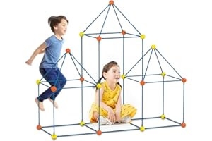 DDYX2020 140pcs Kit De Construction De Fort pour Enfants Jouet De Fort Créatif pour Garçons Et Filles De 5,6,7,8,9 Ans -Jouets d'apprentissage Construction De Châteaux De Bricolage Tunnels Tente De Jeu