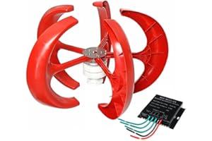 KCZWSPLY Turbinas de Viento 12000W Turbina eólica de Linterna Vertical, 12V 24V Generador Linterna Kit de Motor de 5 aspas Molino de Viento Turbina de Carga de energía para Acampar en casa (con Controlador) (