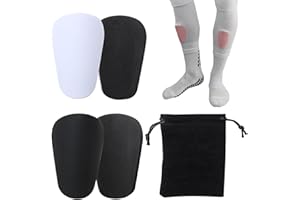 HIOIP 4 Piezas Mini Espinilleras Fútbol, Espinilleras Pequeñas para Jóvenes y Adultos, Equipo de protección Extra pequeño Espinilleras Futbol para Hombres, Mujeres, Niños y Niñas (Blanco, Negro)