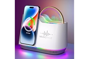 AUYLE Night Light Bluetooth Speaker,Wireless Charger Stand LED Music Lamp,Touch Control Dimmable with Dynamic Colored Bluetooth Lamp, Best Teenage Girls Boys Gifts for Teen