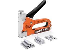 Heavy Duty Staple Gun, BeiHeng 3 in 1 Upholstery Staple Nail Steel Gun with 1200 Staples, Manual Brad Nailer Power Adjustment Stapler Gun for Wood, Crafts, Carpentry, Decoration DIY