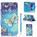 Produktbild Handytasche für Samsung Galaxy J5 2016 Hülle, ZCRO PU Leder Schutzhülle Brieftasche Magnet Etui Flip Case 3D Bunt Muster Wallet Handyhülle mit Kartenfach Trageschlaufe und Stift für Samsung Galaxy J5 2016 / J510 (Gold Schmetterling)