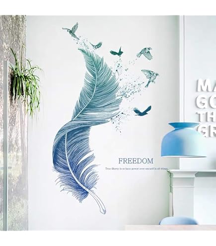 Autocollant Mural Déco Oiseau Dans Son Nid Avec Fleurs Bleues - Vinyl Repositionnable