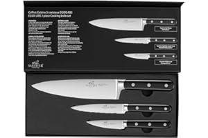 sabatier international Coffret 3 couteaux de cuisine Office 9cm + Légumes 13cm + Chef 20cm Egide lames acier inoxydable manches ABS