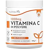 Vitamina C in polvere 500 g - 1000 mg per porzione - scorta per 16 mesi - Acido ascorbico puro in polvere finissima - Support