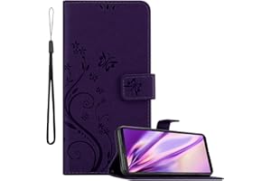 Cadorabo Hülle kompatibel mit Sony Xperia 10 III Blumen Design aus Kunst Leder Flip Klappbare Stoßfeste Magnetische [Standfunktion] [Kartenfächern] Cover Hülle für Sony Xperia 10 III Tasche in Lila