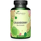 Mirtillo Rosso (Cranberry) Vegavero® | 100% BIO | Per Cistite e Vie Urinarie | 180 Capsule | Senza OGM e Testato in Laborator