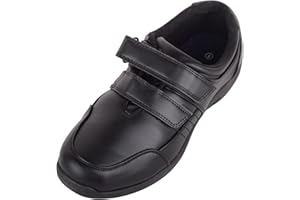 ABSOLUTE FOOTWEAR Childrens Teens Boys Easy Touch and Close Faux Leather School College Smart Shoes