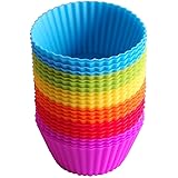 IdealHouse Stampi per muffin, in silicone, riutilizzabili, stampi per torte, gelati, muffin e budini, colore: arcobaleno, con