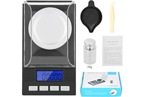 EJOYOUS Waga drobna 20 g/0,001 g, waga miligramowa z wagą kalibracyjną, waga kieszonkowa, złota waga, monet, biżuteria do biżuterii, cyfrowa waga pocztowa z funkcją tary, funkcja PCS (20 g)