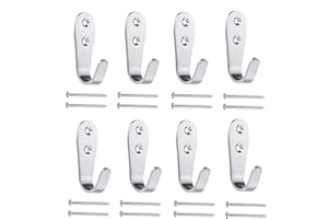 Mokife Gancho Perchero Pared, 8 Piezas Ganchos de Metal de Acero Inoxidable Individuales para Colgar Abrigos Ropa Túnicas Toallas Bolsas Sombreros Gorras Llaves Bufandas Tazas, Plata