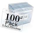 Name Tag Badge ID Card Holders 100 Pack Clear Plastic Horizontal Premium Badge Holder