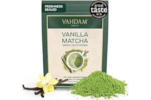 VAHDAM, Vanilla Matcha Green Tea Powder - 25g | Pure Madagascar Vanilla + Premium Authentic Japanese Matcha | Hot or Iced - Vegan & Gluten-Free, Packaging may vary