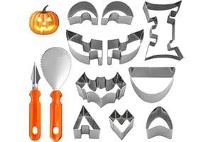 EclipseGuard Lot de 12 pochoirs de sculpture de citrouille pour Halloween, outils de sculpture, pochoirs de citrouille, pour sculpter, modèles de coupe, outils de sculpture d'Halloween, emporte-pièces