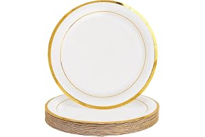 HENGBIRD 50 st vita festtallrikar 7 tum guld aluminiumfolietallrik för födelsedagstårtor engångs desserttallrik årsdag födels