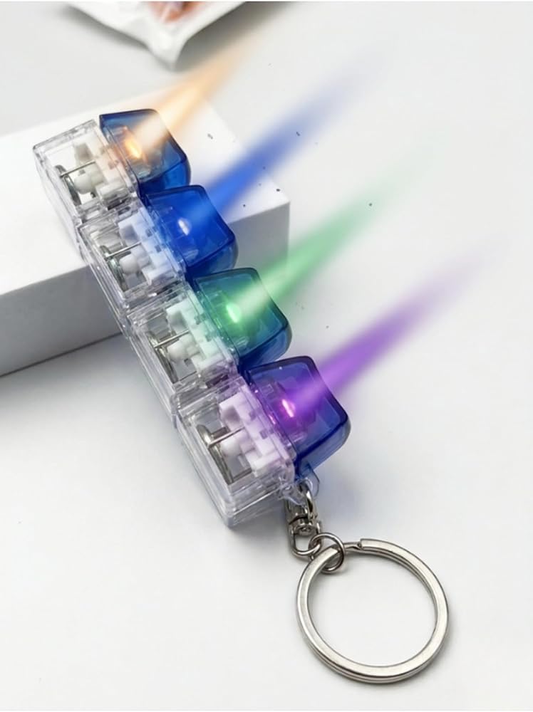 RGB Işıklı Mekanik Klavye Tuşlu Stres Atma Anahtarlığı - 4'lü Fidget Toy