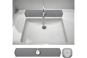 MAXQUU 1 tappetino antispruzzi per lavello da cucina, manico in silicone, vassoio raccogli gocce, paraspruzzi dietro il rubinetto, tappetino protettivo per la cucina (grigio)