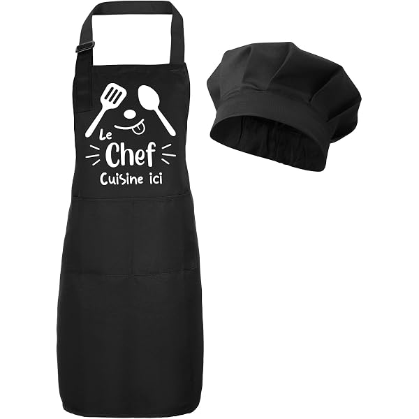 Set Tablier Et Chapeau Chef Pour Enfants 3-6 Ans - Tablier Ajustable Avec Poches Pour Cuisine Et Créativité