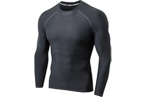 LAFROI Maglietta a Maniche Lunghe da Uomo UPF 50+, Compressione, BJJ, Nuoto, Rashguard