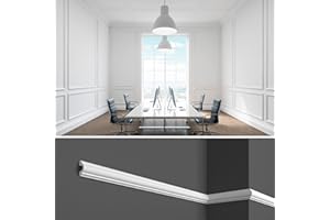 CREATE LUXURY GRAND DECOR Cornici per parete boiserie, 12 metri di profilo decorativo 3d, in duropolimero bianco rigido(meglio del polistirolo e gesso), da applicare a muro, 12 pezzi da 1 metro (HCR 501)