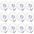 12Pcs 4cm Christmas Light Hooks Suckers - Clear Plastic Suction Cup Hooks for Glass Window, Bathroom, Shower Towel