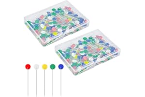 PEALOVCOM 400 Piezas Alfileres de Costura de Colores Alfileres para Coser con Cabeza Plana de Flor Alfileres para Máquina de Coser Alfileres de Metal Finos y Largos para Marcado Manualidades