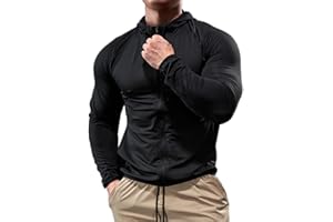 palglg Uomo Sport Felpa con Cappuccio Zip Completa Giacca Leggero Fitness Manica Lunga Asciugatura Rapida Maglie per Corsa Top