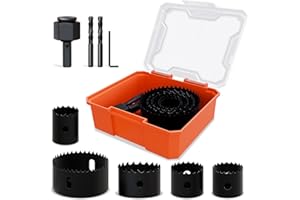 XZH 9-Piece Hole Saw Set (25-51mm) - Carbide Steel Cutters for Soft Wood, Plaster & Plastic, Ultra-Sharp Teeth Quick-Change Arbor, Includes Mandrel & Hex Key