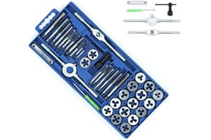 HENGMEI 40 piezas Juego de herramientas Juego de terrajas y machos Métrica para Roscar Material