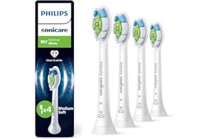 Philips Sonicare W2 Optimal White - Têtes de brosse à dents de rechange d'origine, blanc, lot de 4, HX6064/87