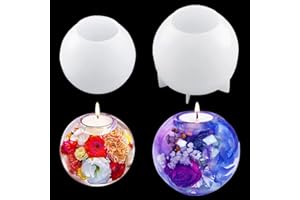 FineInno Resin Candlestick Moulds - Set of 2 Sphere Moulds for Table Decoration