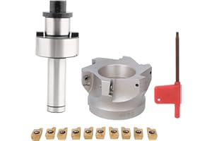 HYUDUO Fraises À Face Indexables À Tige Porte-Mandrin de Pince de Fraisage de Tonnelle Avec Inserts de Fraisage Clé Pour Métal En Acier Inoxydable[10Pcs Milling Inserts]