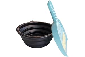 CHYGER Collapsible Dog Bowl with Broom and Dustpan Foldable Pet Feeding Bowls for Cats Dogs 1000ML Large 34oz Expandable Silicone Food and Water Travel Bowl Cup Dish with Carabiner (black)