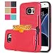 Produktbild Galaxy S7 Phone Case With Free Glass Screen Protector, QIYUAA Newest Special Unique Design TPU Material Back Can Save Cards Very Thin Light For Galaxy S7 Red