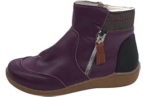 ARtray Diabetiker Schuhe Damen Winter Extra Weit Warm Samt GefüTtert Schneestiefel Weich Dicke Sohle Bequeme BarfußSchuhe Mit Seitlicher ReißVerschluss Retro Vielseitige Kurze Stiefeletten