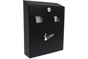 Homespired® Outdoor Ash Bin, Smoking Cigarette Bin, Ashtray Solid Steel Heavy Duty Scratch Resistant, Powder Coated in Black, Cylinder Lock with 2 Keys (25.7 x 9.5 x 30 cm)