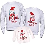 Tris di Felpa Famiglia Natalizie Personalizzate Elf Family con Nomi  Maglione Caldo per per Tutta la Famiglia Idea Regalo (Bianco) : Amazon.it:  Abbigliamento