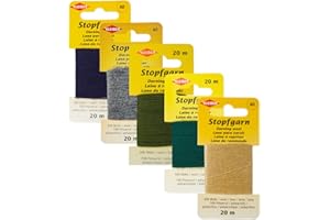 Kleiber Darning Wool Bundle by Trimz - Modern Heritage - Navy, Dark Green, Khaki, Dark Grey, Beige - 5 Pack