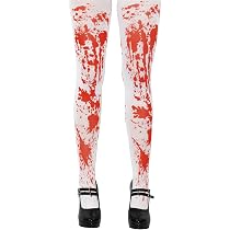 Collants Opaques Blanc Avec Éclaboussures De Sang Smiffys - Taille Unique | Déguisement Halloween, Soirée