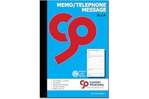 CHERRY PRINTERS Cherry Memo & Telephone Message Book A5 | 100 Pages | Stitched & Perforated | Office & Business Communication Log | Record Calls, Messages & Notes | Ideal for Receptionists, Admin & Customer Service