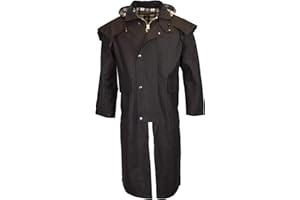 WALKER AND HAWKES - Men's and Women 100% Wax Cotton Stockman Olive Brown Water Resistent Heavyweight Cape Coat
